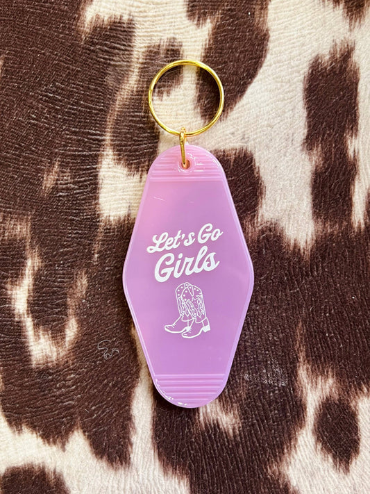 "Let's Go Girls" Motel Keychain - Semi Transparent Pink