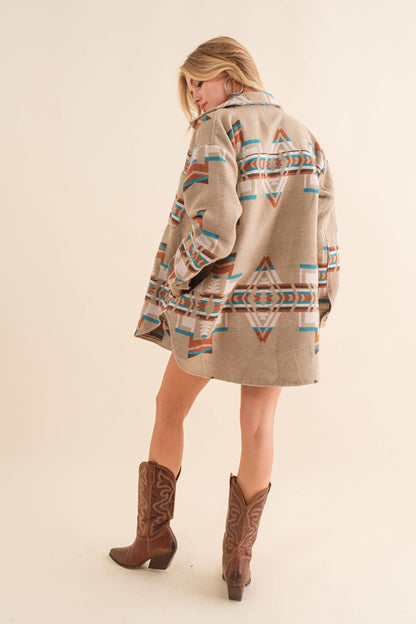 Aztec Pattern Button Up Jacket