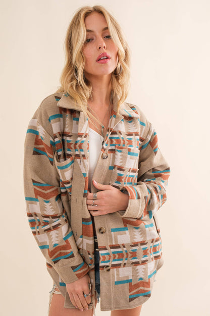 Aztec Pattern Button Up Jacket