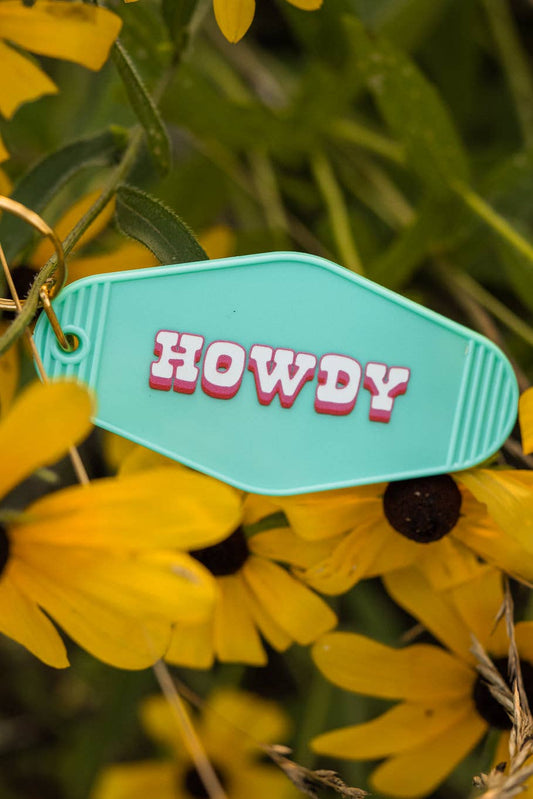 Howdy Turquoise Motel Keychain