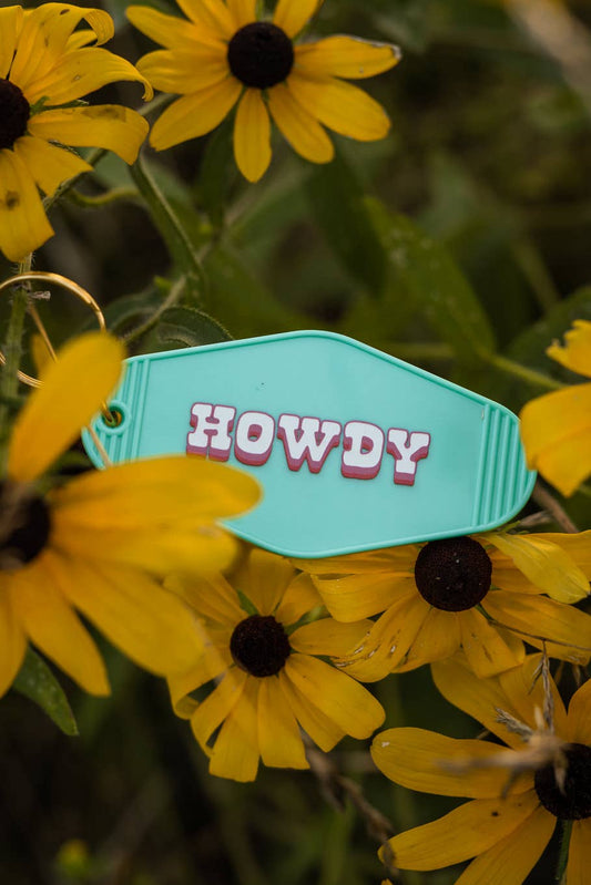 Howdy Turquoise Motel Keychain